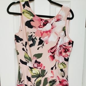 White House Black Market Pink Floral Flare Dress